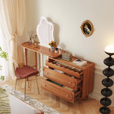 Expandable solid wood makeup table organizer with multiple compartments for efficient storage