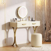 Luxury vanity makeup table with mirror, two drawers, and matching stool for elegant dressing main product image