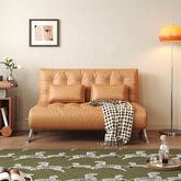 Retro leather Barcelona sofa chair with metal legs, featuring a lazy design for comfort main product image