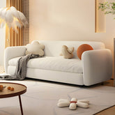 Modern white sleeper sofa with detachable mattress, casters, and black legs, 51 by 37 inches main product image