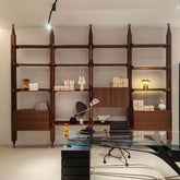 Mid-century modern floor-to-ceiling bookcase with sleek design and ample storage space main product image