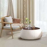 Modern round coffee table with storage, featuring a light luxury design main product image