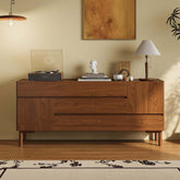 Retro wooden accent cabinet featuring multiple drawers for stylish storage main product image