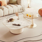 Modern white slate tea table with side combination for living room decor main product image