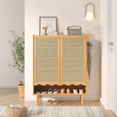 Wooden shoe cabinet featuring woven rattan doors for stylish and practical storage main product image
