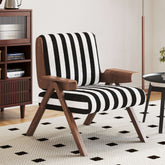 White modern accent armchair sofa with black stripes, stylish and comfortable seating main product image