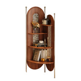 Retro style solid wood corner cabinet bookshelf with triangle design for home storage