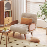 Beige 3-in-1 folding sofa bed with cotton and linen upholstery, convertible for versatile use main product image