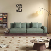 Cocochairs Floor Platform Wood Frame Sofa Bed – Reversible Armrests, Corduroy or Linen-Blend Upholstery