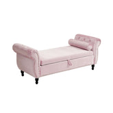 51" Pink Velvet Ottoman Bench with Flip-Top Storage Main Product Image