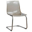 Scandinavian style plastic and acrylic dining side chair with silver legs, non-upholstered design