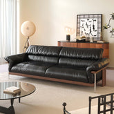 Three-seater sofa with straight-line design and top-grain leather upholstery main product image