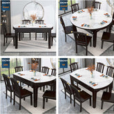 53 Inch Ebony Marble Dining Set With 6 Chairs Main Product Image