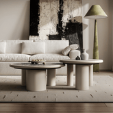Round terrazzo coffee table with elegant design, perfect for chic home decor main product image