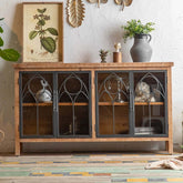 59" Farmhouse Display Cabinet with Gothic Arch Accents Main Product Image