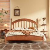 Vintage style solid wood double bed with slatted harp design for sturdy support main product image