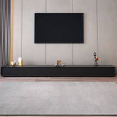 Black rectangular wood TV stand with 4 drawers, fits TVs up to 88 inches main product image
