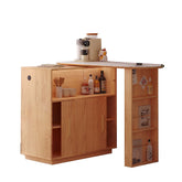 Expandable solid wood bar table with adjustable length for versatile home use