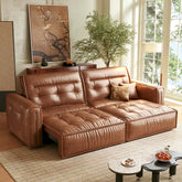 Vintage-style smart electric leather sofa bed with recliner design for modern living rooms main product image