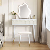 White and black 31.5-inch two drawer dresser with mirror and matching chair main product image