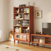 Multifunctional wooden bookcase combo with storage and display cabinet features