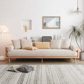 Beige 3-seat linen fabric sofa with solid wood frame, perfect for modern living rooms main product image
