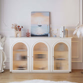 Beige side cabinet with large storage space, measuring 62.99 inches main product image