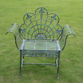 Green metal outdoor dining chair with classic style and water-resistant finish main product image