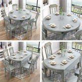 7-Piece Grey Dining Set With 2-in-1 Table & Slat Chairs Main Product Image