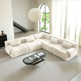 Modern sectional sofa upholstered in soft teddy velvet fabric with modular design main product image