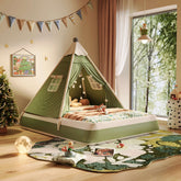 Christmas-themed upholstered kids tent bed providing a safe and festive play and rest space
