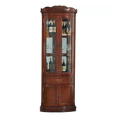 78" Tall Antique Corner Bar Cabinet, Birch Wood, Brown Main Product Image