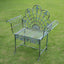 Green metal outdoor dining chair with classic style and water-resistant finish