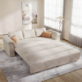 Nordic upholstered sofa bed with storage, 30.7 inches tall sleeper sofa for small spaces