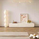 Beige minimalist TV stand and entertainment center with storage drawers for living room main product image