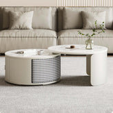 Modern coffee table with durable sintered stone top and matching footstool for stylish living room main product image