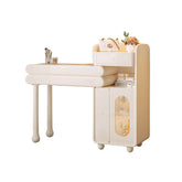 White modern stretchable makeup vanity dressing table with sleek design