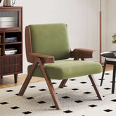 Comfortable upholstered velvet leisure chair with armrest for stylish seating main product image