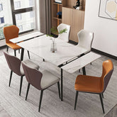 Extendable rectangle dining table with sintered stone marble tabletop for 4 to 8 people main product image