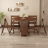 Solid wood folding dining set with smooth surface, easy mobility, and stable design main product image