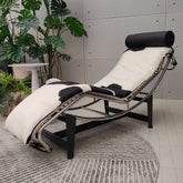 Adjustable chaise chair with curved steel frame, modern design for comfortable seating main product image