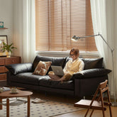 Vintage style faux leather sofa measuring 86.61 inches, perfect for living room seating main product image