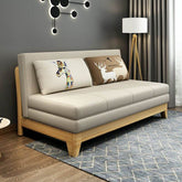 Beige gray fabric sofa bed in living room