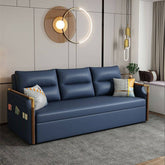 blue leather sofa bed