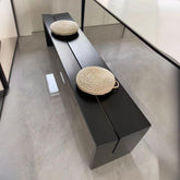 black wooden living room bench