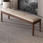 Contemporary solid color upholstered sitting room bench in beige