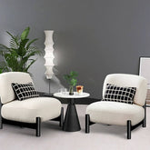 Cream solid color velveteen side chair front view