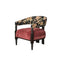 Floral Pattern Ash Wood Arm Chair in Vermilion against white backdrop
