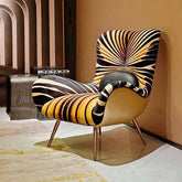 Lavish Animal Print Upholstery Arm Chair front view