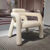 Lime green curved arm chair in modern living room